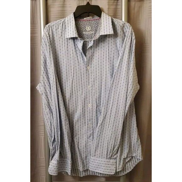 Bugatchi Uomo Blue Long Sleeve Button Down Fashion Shirt Men's‎ Size Large - Picture 2 of 6